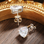 Brinco Solitário Moissanite Corte Pêra 0,5 a 2 Quilates Prata 925 Ouro 18K — GRA