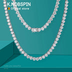 Colar Tênis Moissanite 3 Garras 3/4/5mm Prata 925 Sólida — Certificado GRA