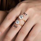 Anel Solitário Moissanite 3 Quilates Banhado a Ouro 18K em Prata 925