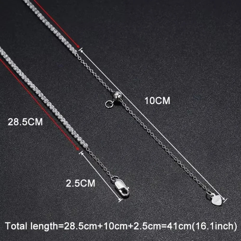 Colar Choker Riviera 2 mm em Prata 925 com Moissanite ou Zircônia