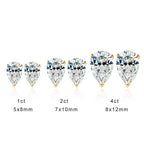 Brinco Solitário Moissanite Corte Pêra 0,5 a 2 Quilates Prata 925 Ouro 18K — GRA