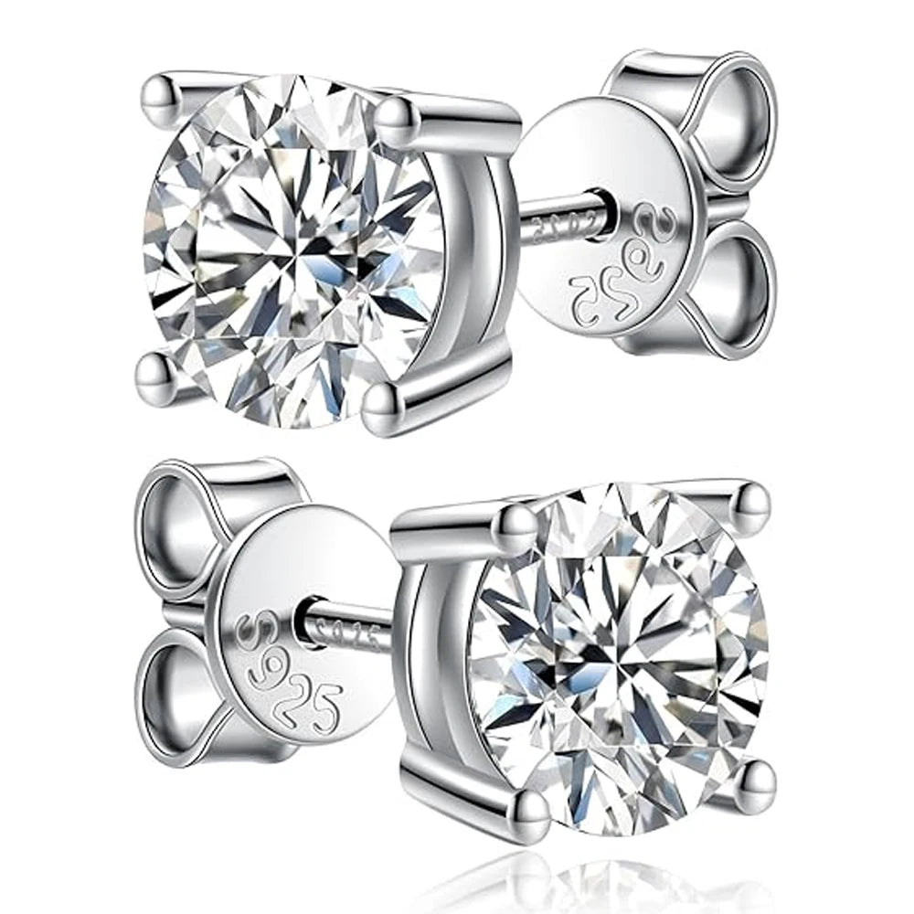 Brinco Solitário Moissanite 0,5 a 2 Quilates Prata 925 — Diamante de Laboratório GRA