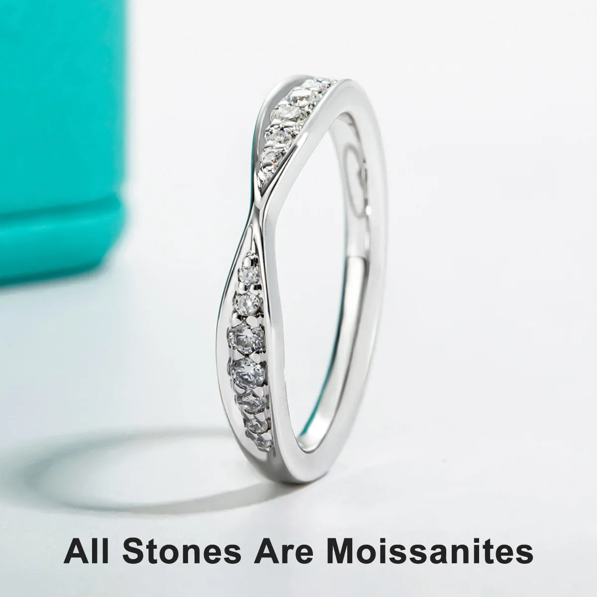 Aliança Laço com Moissanite em Prata 925