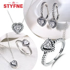 Conjunto Coração com Zircônia em Prata 925