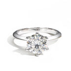 Anel Solitário Moissanite 6 Pinos 0,5 a 10 Quilates Prata 925 — Estilo Noivado GRA