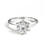 Anel Solitário Moissanite 6 Pinos 5 Quilates Prata 925 | Estilo Noivado GRA