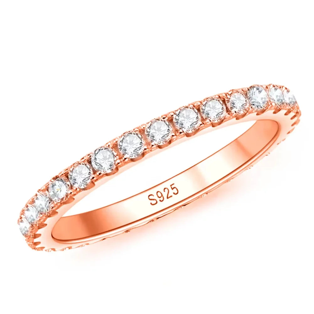 Anel Meia Aliança Moissanite 2mm Prata 925 | Certificado GRA