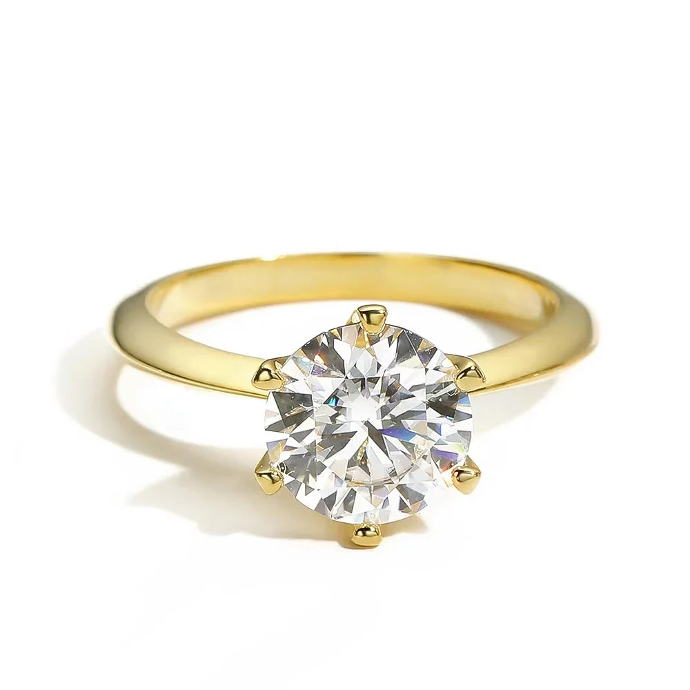 Anel Solitário Moissanite 6 Pinos 5 Quilates Prata 925 | Estilo Noivado GRA