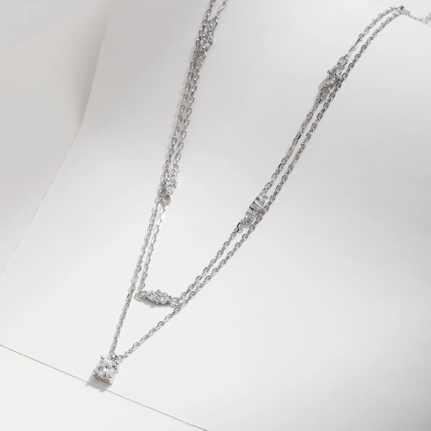 Colar Choker Duplo com Moissanite em Prata 925