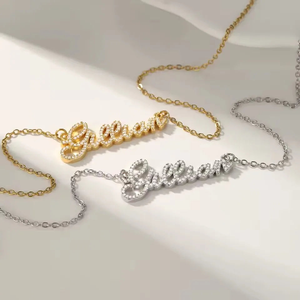 Colar com Nome Personalizado em Moissanite 3D e Prata 925