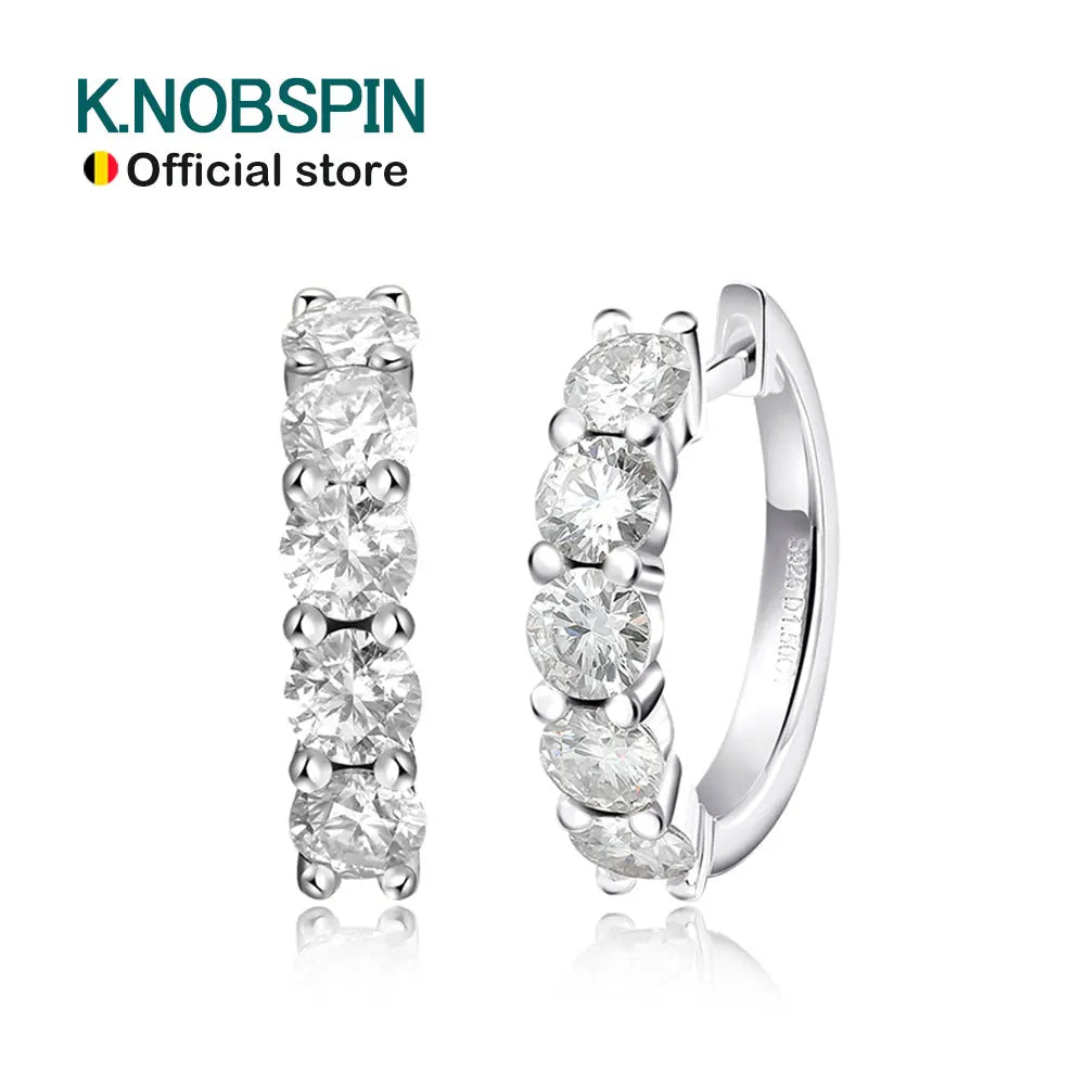 Brinco Argola Clique Moissanite Prata 925 Ouro Branco 18K — Certificado GRA