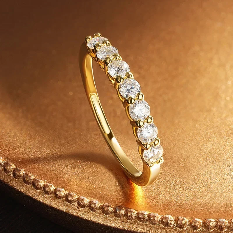 Anel Aparador Empilhável Moissanite 3mm 5 Pedras Prata 925 | Certificado GRA