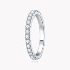 Anel Meia Aliança Moissanite 2mm e 3mm Prata 925 Ouro 18K — Certificado GRA