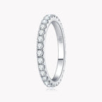 Anel Meia Aliança Moissanite 2mm Prata 925 | Certificado GRA
