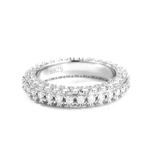 Aliança Russa Inteira Moissanite 5mm Prata 925 com Ródio — Certificado GRA