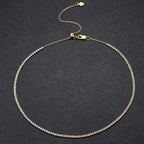 Colar Choker Riviera 2 mm em Prata 925 com Moissanite ou Zircônia
