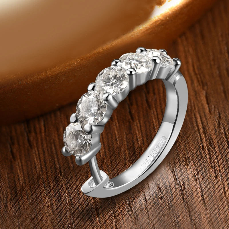 Brinco Argola Clique Moissanite Prata 925 Ouro Branco 18K — Certificado GRA