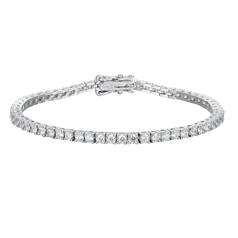 Pulseira Riviera Tênis Moissanite 2mm a 6,5mm Prata 925 Ouro Branco — Certificado GRA