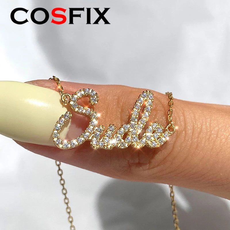 Colar Pingente com Nome Personalizado em Moissanite e Prata 925