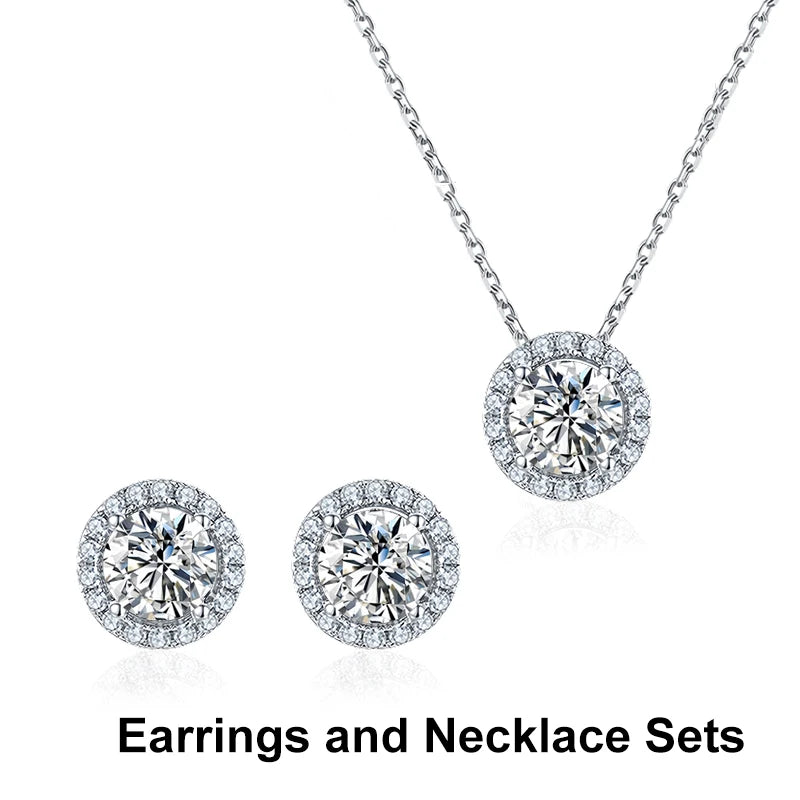 Conjunto Colar e Brincos de Moissanite em Prata 925