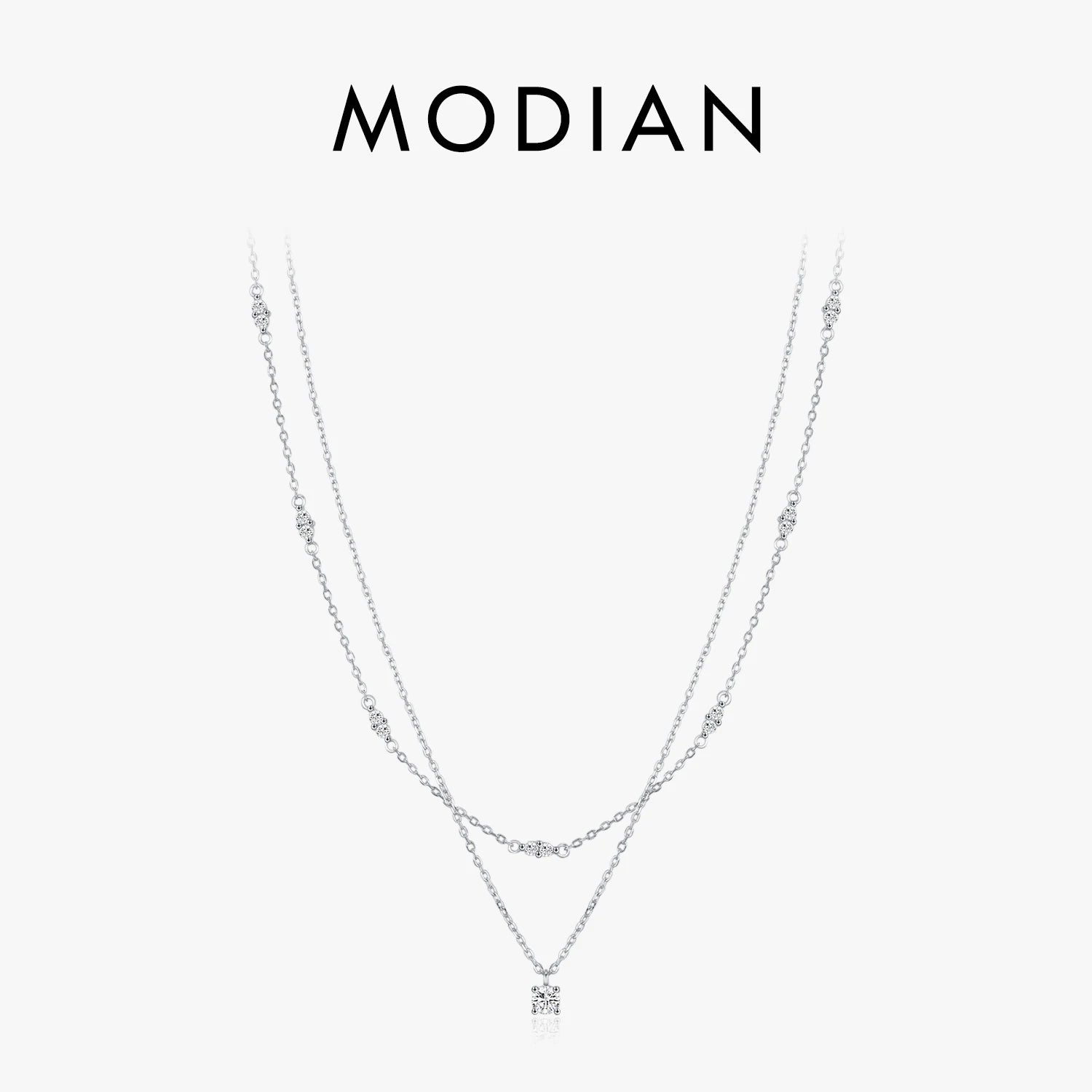 Colar Choker Duplo com Moissanite em Prata 925