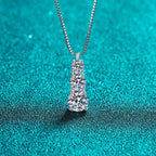 Colar Pingente Moissanite Gota Corrente Box Prata 925 Ouro 18K — Certificado GRA