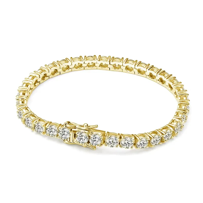 Pulseira Riviera Tênis Moissanite D VVS1 Prata 925 Ouro 18K — Certificado GRA
