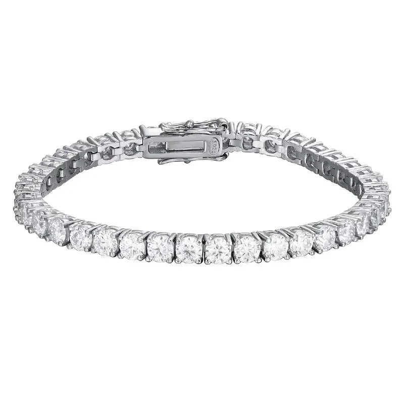Pulseira Riviera Tênis Moissanite 2mm a 6,5mm Prata 925 Ouro Branco — Certificado GRA