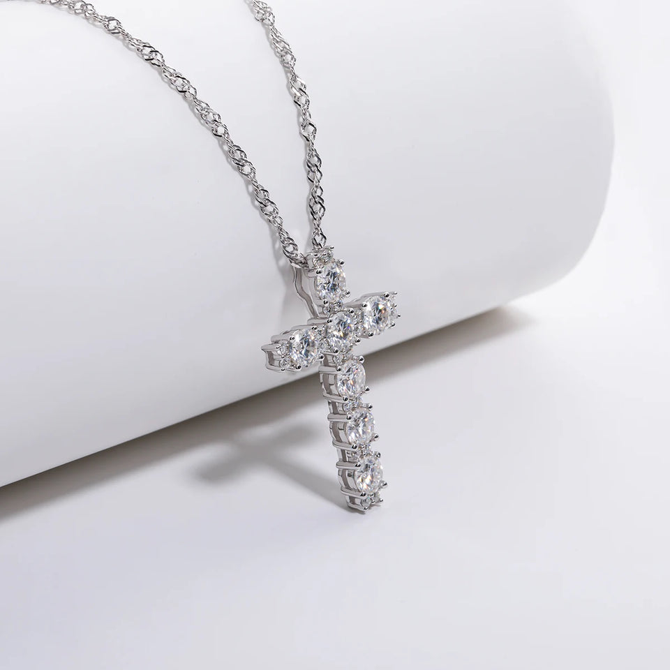 Colar Cruz de Moissanite 2,1ct em Prata 925