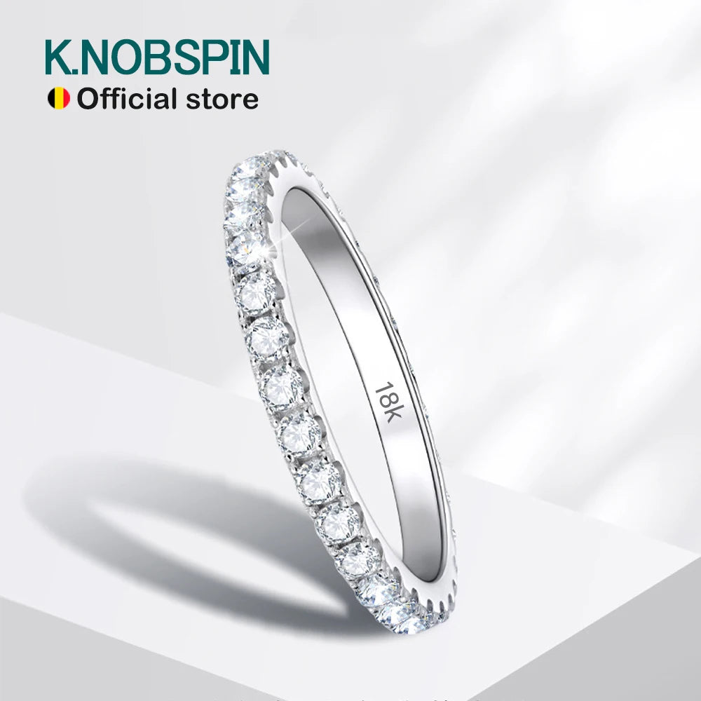 Anel Meia Aliança Moissanite 2mm Prata 925 Ouro Branco 18K — Certificado GRA