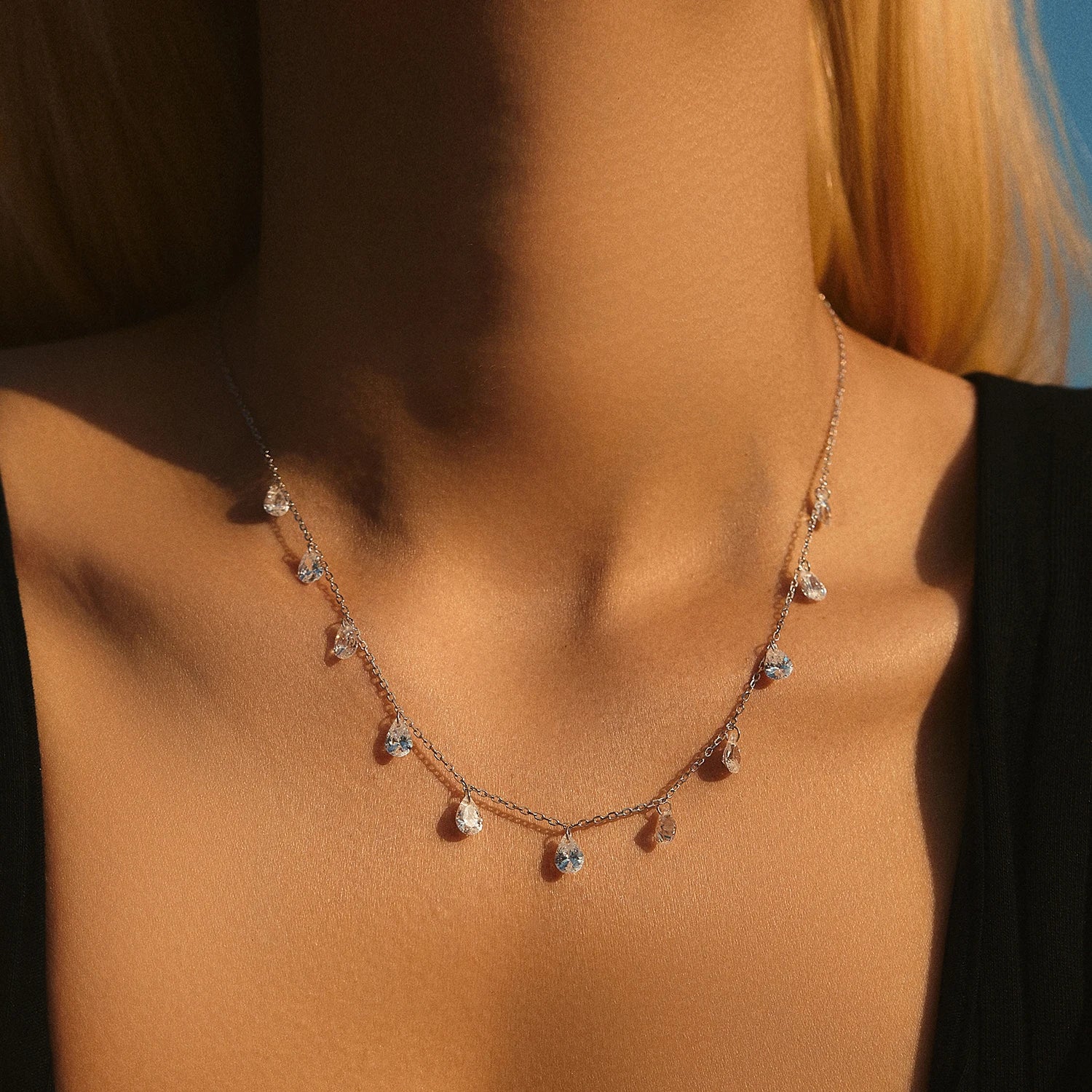 Colar Choker Gota com Zircônia em Prata 925