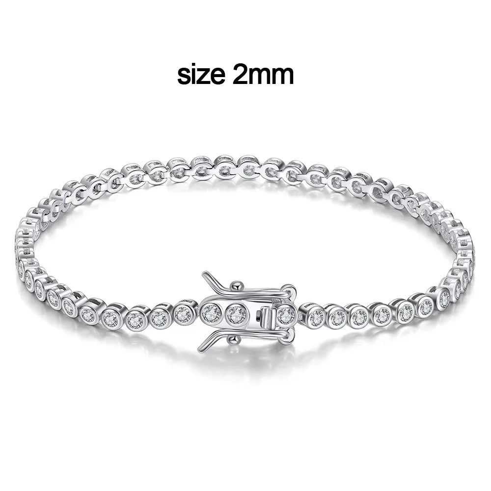 Pulseira Riviera Tênis Moissanite 2mm a 6,5mm Prata 925 Ouro Branco — Certificado GRA
