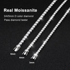 Pulseira Riviera Tênis Moissanite D VVS1 Prata 925 Ouro 18K — Certificado GRA