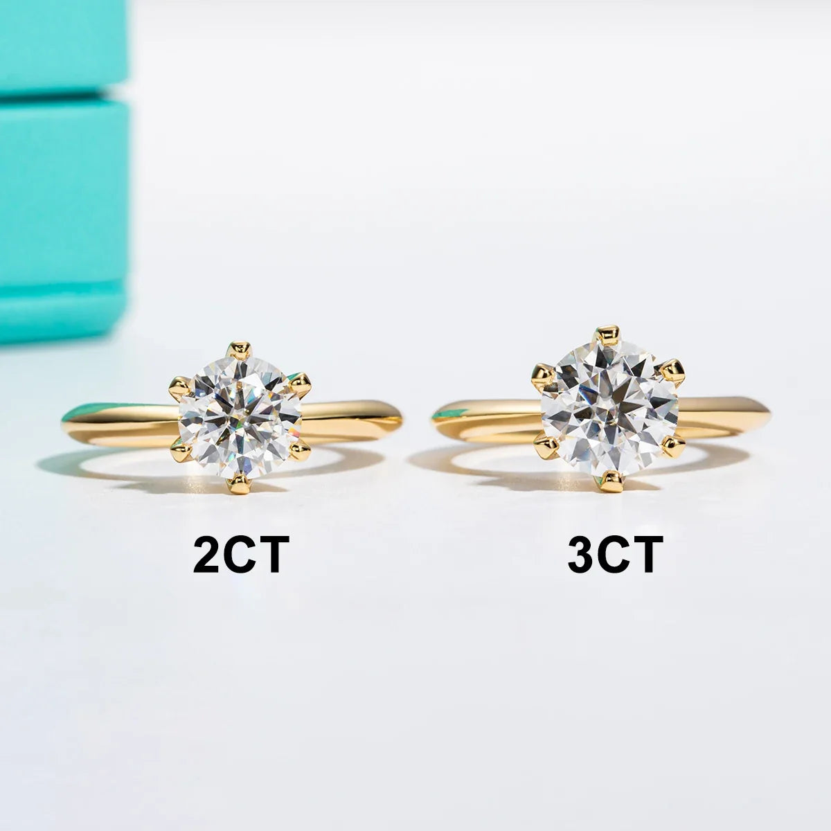 Anel Solitário Moissanite 3 Quilates Banhado a Ouro 18K em Prata 925