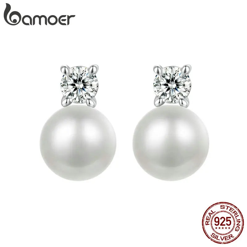 Brinco de Pérola com Moissanite em Prata 925