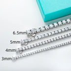 Pulseira Riviera de Moissanite 3mm a 6,5mm em Prata 925