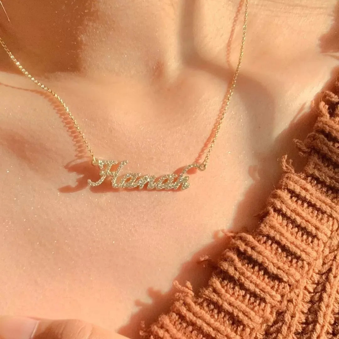 Colar Pingente com Nome Personalizado em Moissanite e Prata 925