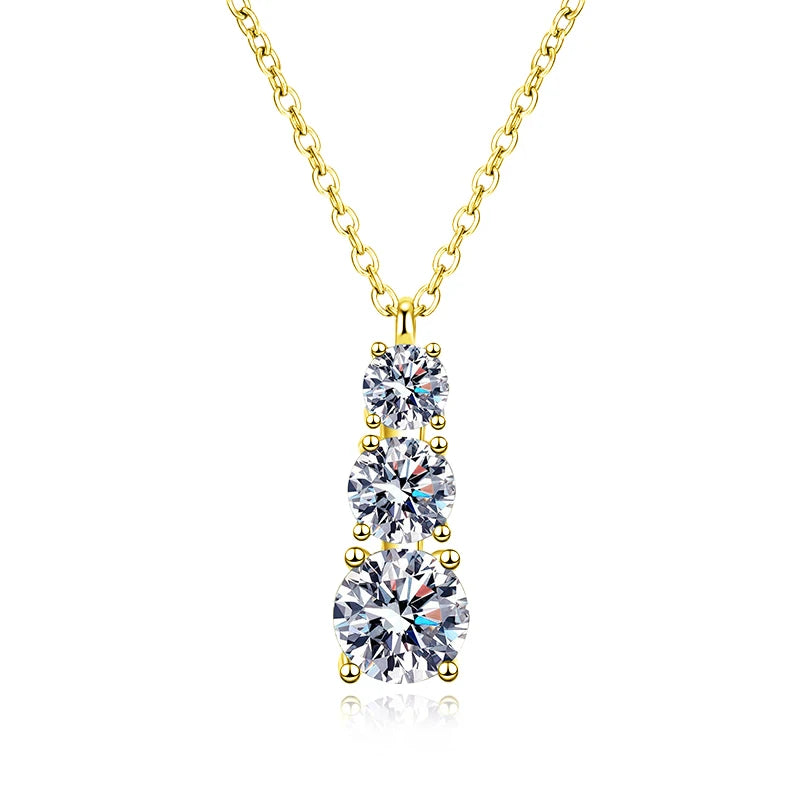 Colar Pingente Moissanite Gota Corrente Box Prata 925 Ouro 18K — Certificado GRA