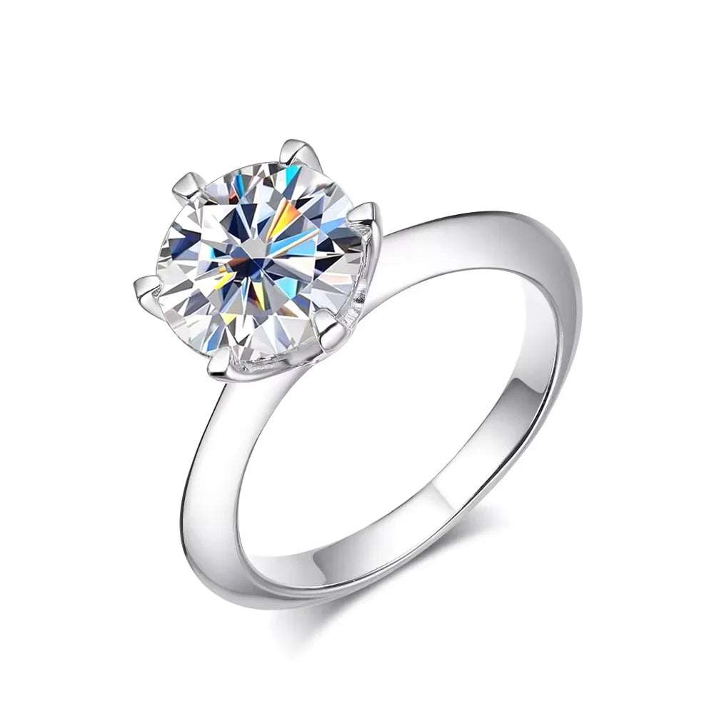Anel Solitário Moissanite Certificada 5 Quilates Prata 925