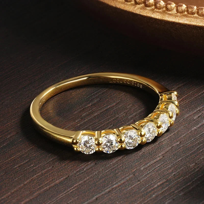 Anel Aparador Empilhável Moissanite 3mm 5 Pedras Prata 925 | Certificado GRA