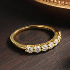Anel Aparador Empilhável Moissanite 3mm 7 Pedras Prata 925 | Certificado GRA