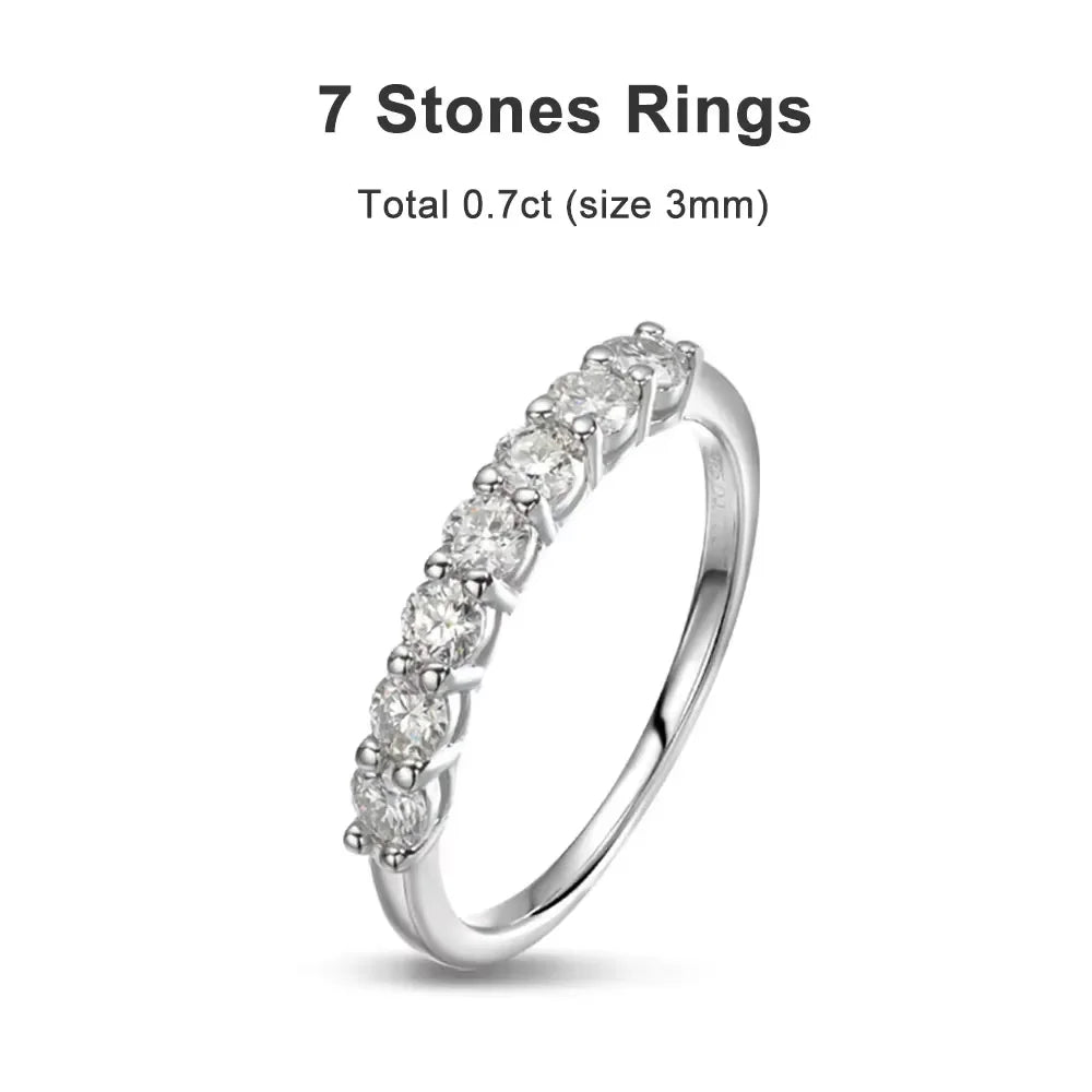 Anel Aparador Empilhável Moissanite 3mm 5 Pedras Prata 925 | Certificado GRA