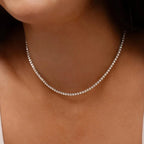Colar Choker Riviera 2 mm em Prata 925 com Moissanite ou Zircônia