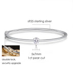 Pulseira Bangle Moissanite Corte Pêra 1 Quilate Prata 925 — Certificado GRA