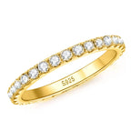 Anel Meia Aliança Moissanite 3mm Prata 925 | Certificado GRA