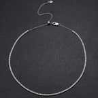 Colar Choker Riviera 2 mm em Prata 925 com Moissanite ou Zircônia