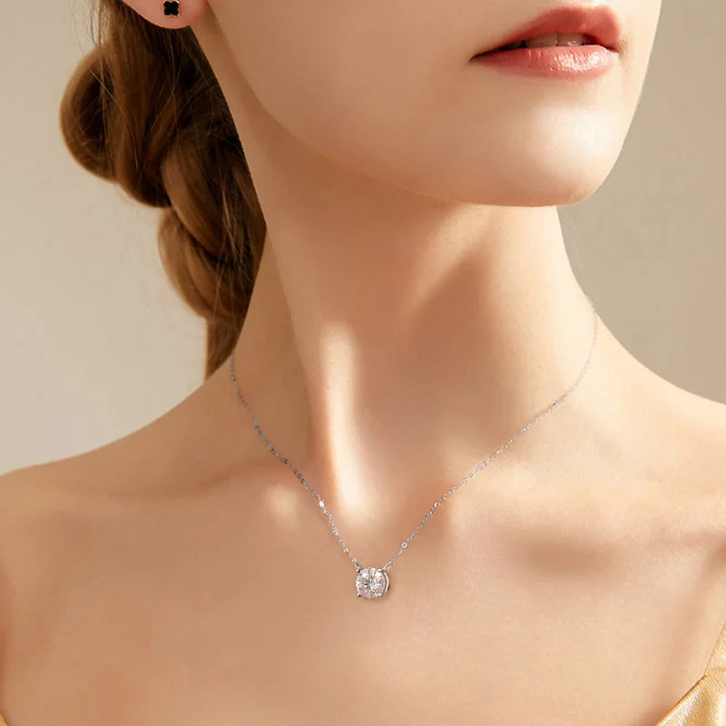 Colar Pingente Solitário Moissanite 1 a 5 Quilates Prata 925 Ouro 18K — GRA