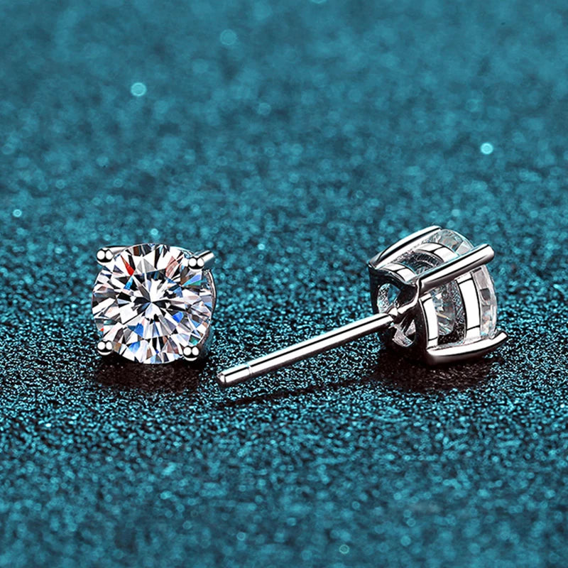 Brinco Solitário Moissanite 2 Quilates Prata 925 — Diamante de Laboratório GRA