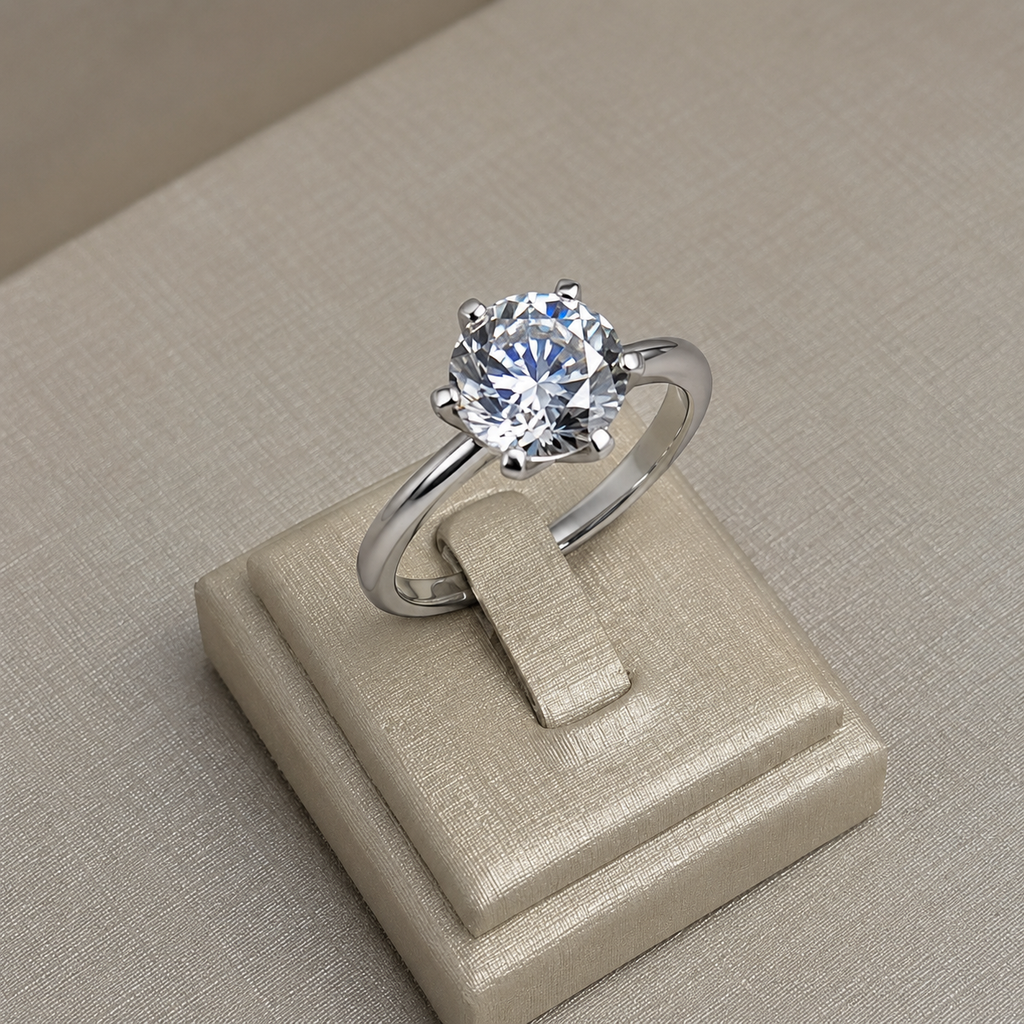 Anel Solitário Moissanite 10 Quilates Prata 925 | Exclusivo | GRA