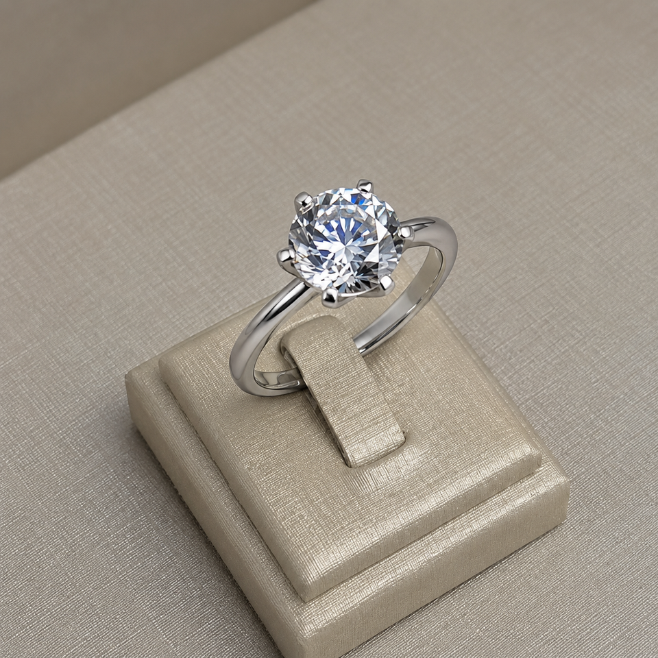 Anel Solitário Moissanite 10 Quilates Prata 925 | Exclusivo | GRA